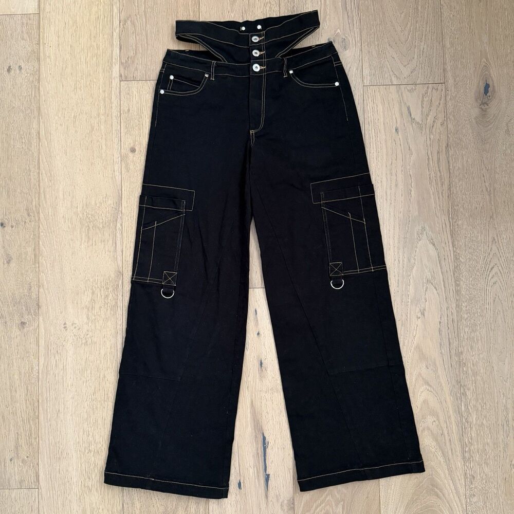 I.AM.GIA Cargo Pants M Black Cutout Waist Y2K Indie Sleaze Mall Goth Punk Grunge